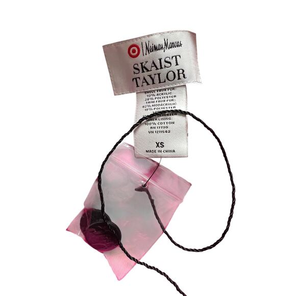 Skaist Taylor Faux Fur Vest Womens XS Black Feather Trim Neiman Marcus Target - Picture 7 of 8